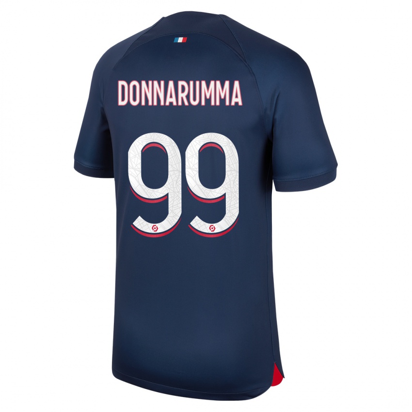 Børn Gianluigi Donnarumma #99 Blå Rød Hjemmebane Spillertrøjer 2023/24 Trøje T-Shirt