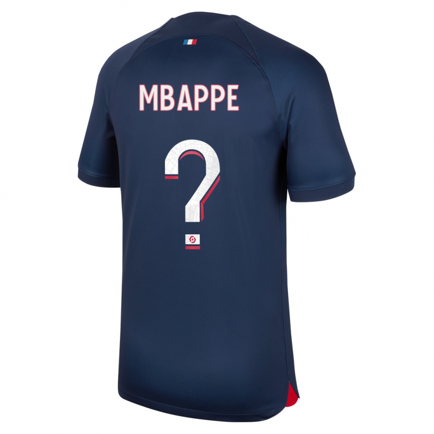 Børn Ethan Mbappe #0 Blå Rød Hjemmebane Spillertrøjer 2023/24 Trøje T-Shirt