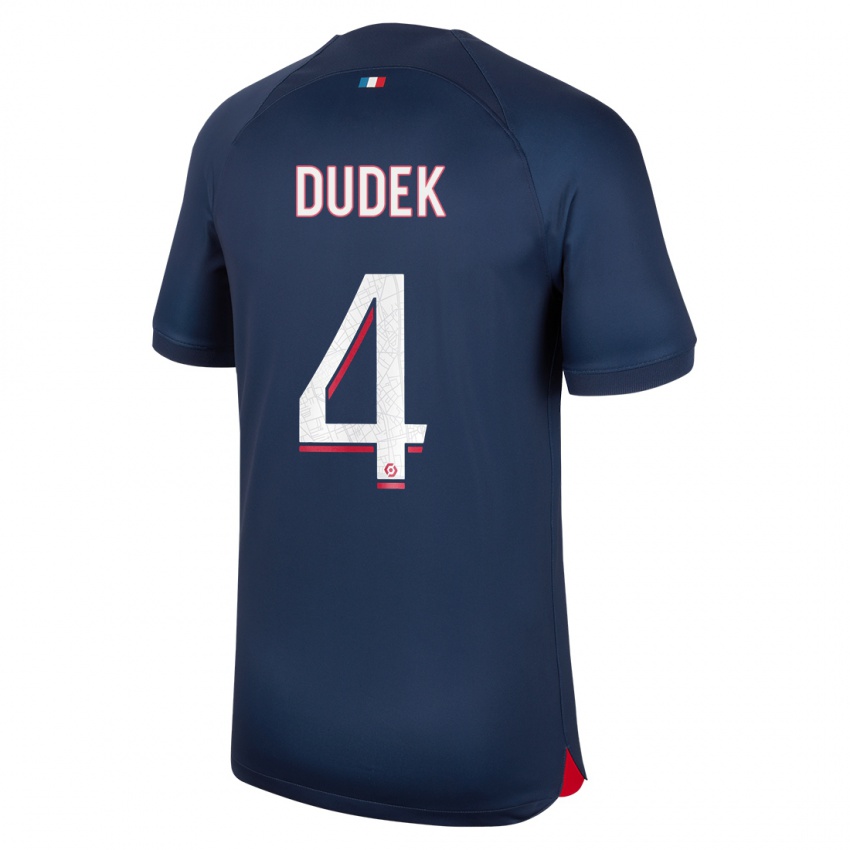 Børn Paulina Dudek #4 Blå Rød Hjemmebane Spillertrøjer 2023/24 Trøje T-Shirt