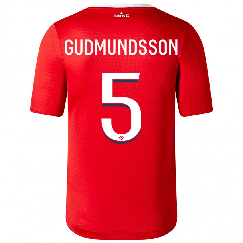 Børn Gabriel Gudmundsson #5 Rød Hjemmebane Spillertrøjer 2023/24 Trøje T-Shirt