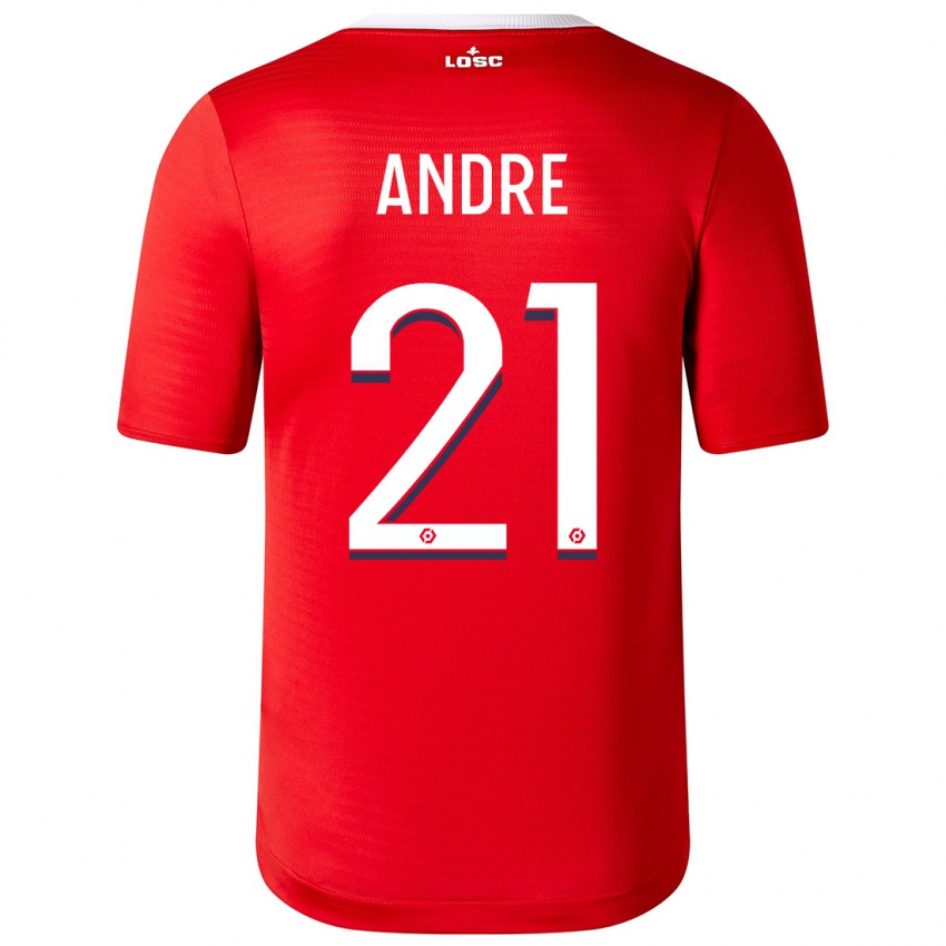 Børn Benjamin André #21 Rød Hjemmebane Spillertrøjer 2023/24 Trøje T-Shirt