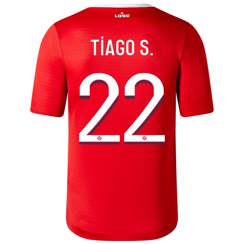 Børn Tiago Santos #22 Rød Hjemmebane Spillertrøjer 2023/24 Trøje T-Shirt
