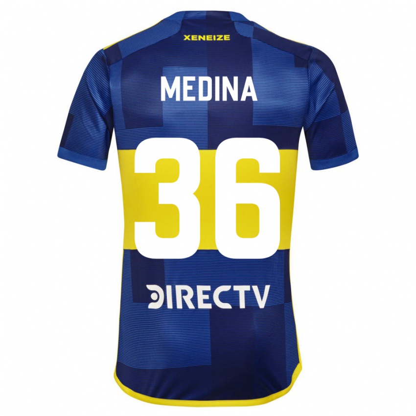 Børn Cristian Medina #36 Mørkeblå Gul Hjemmebane Spillertrøjer 2023/24 Trøje T-Shirt