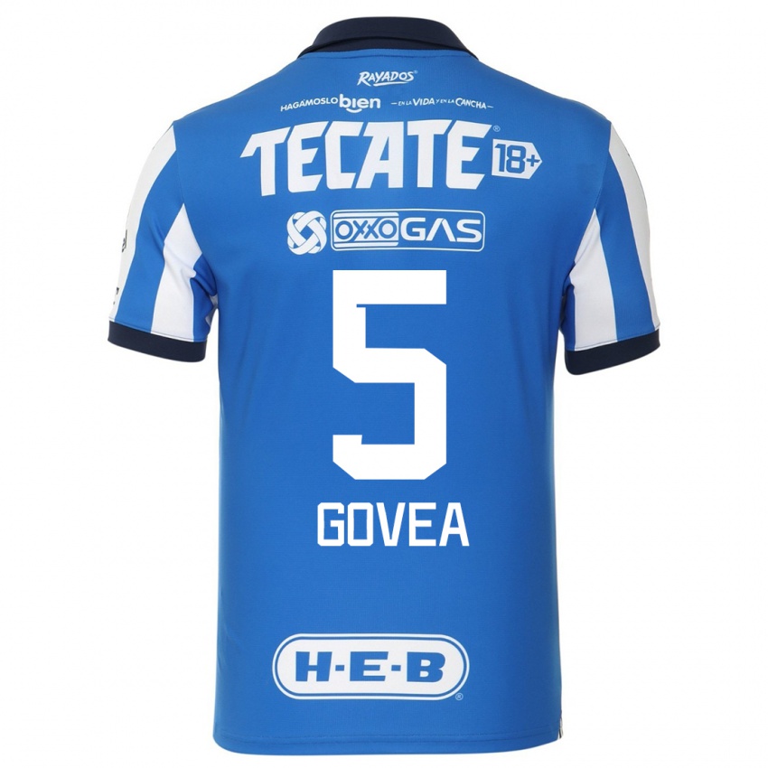 Børn Omar Govea #5 Blå Hvid Hjemmebane Spillertrøjer 2023/24 Trøje T-Shirt