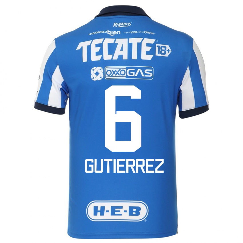 Børn Édson Gutiérrez #6 Blå Hvid Hjemmebane Spillertrøjer 2023/24 Trøje T-Shirt