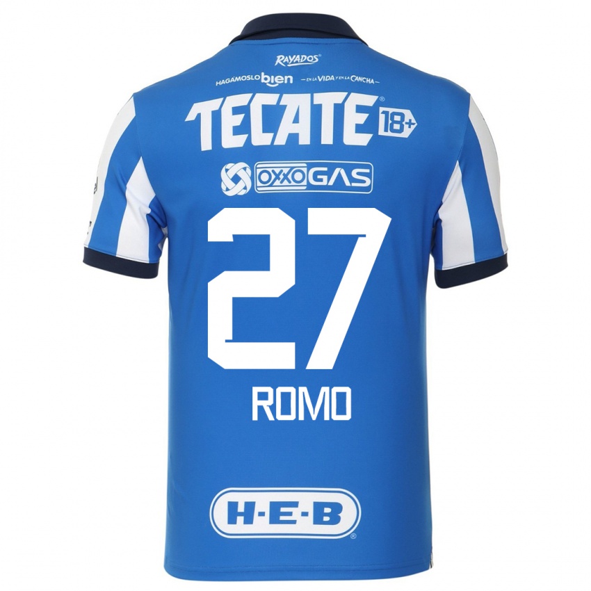 Børn Luis Romo #27 Blå Hvid Hjemmebane Spillertrøjer 2023/24 Trøje T-Shirt