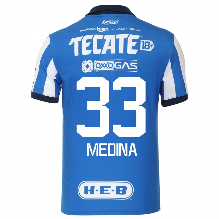 Børn Stefan Medina #33 Blå Hvid Hjemmebane Spillertrøjer 2023/24 Trøje T-Shirt