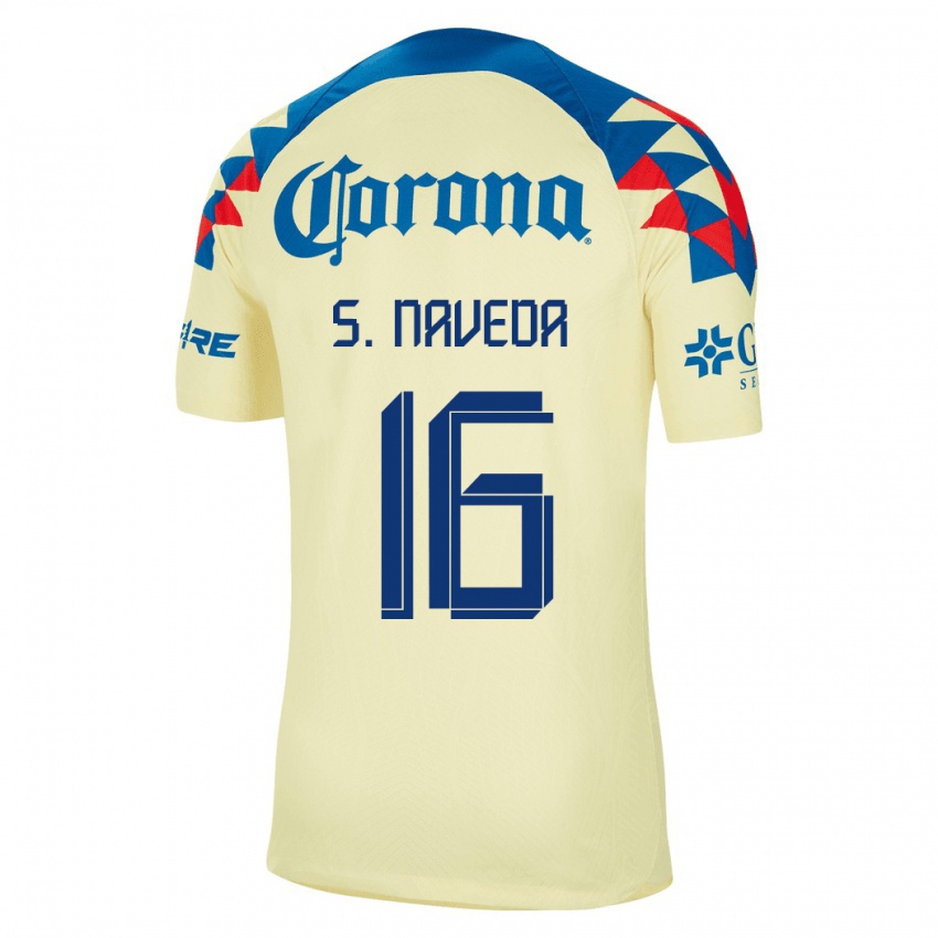 Børn Santiago Naveda #16 Gul Hjemmebane Spillertrøjer 2023/24 Trøje T-Shirt