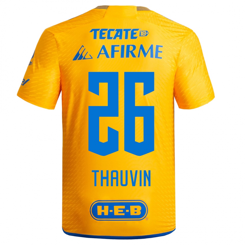 Børn Florian Thauvin #26 Gul Hjemmebane Spillertrøjer 2023/24 Trøje T-Shirt