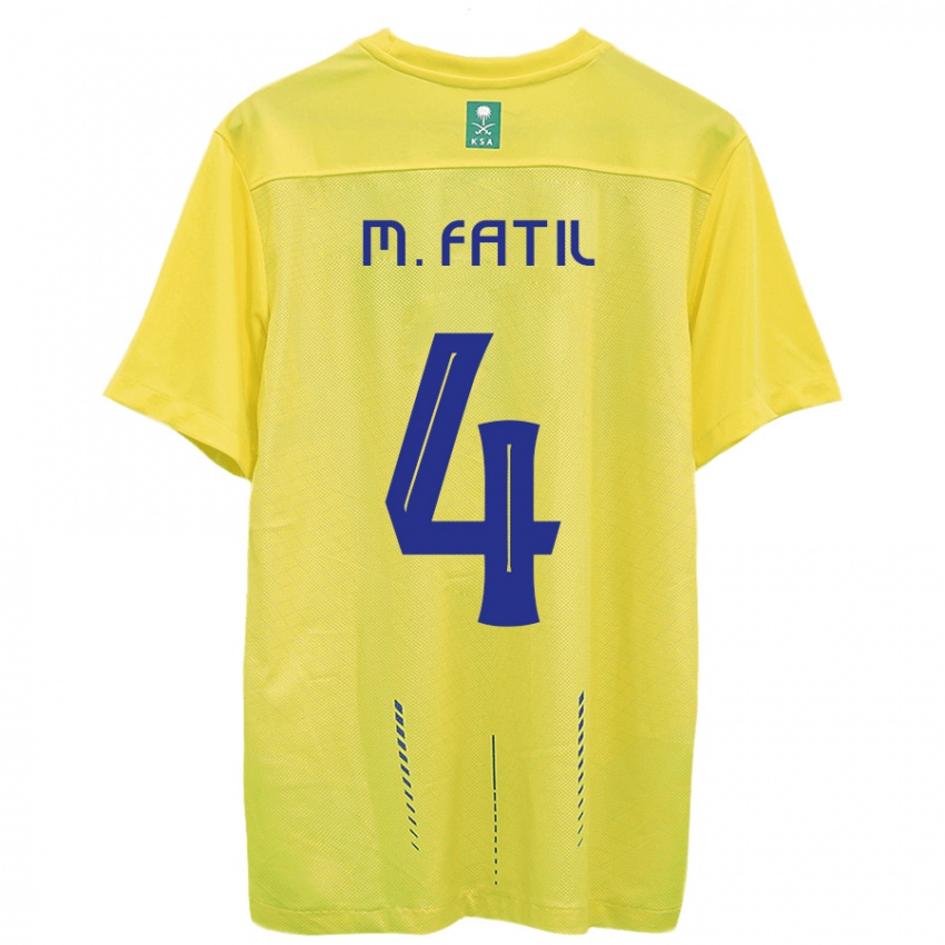 Børn Mohammed Al-Fatil #4 Gul Hjemmebane Spillertrøjer 2023/24 Trøje T-Shirt