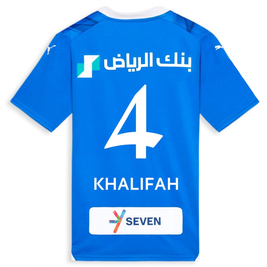 Børn Khalifah Al-Dawsari #4 Blå Hjemmebane Spillertrøjer 2023/24 Trøje T-Shirt