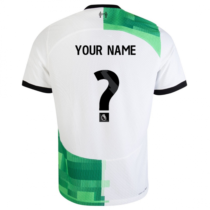 Børn Dit Navn #0 Hvid Grøn Udebane Spillertrøjer 2023/24 Trøje T-Shirt