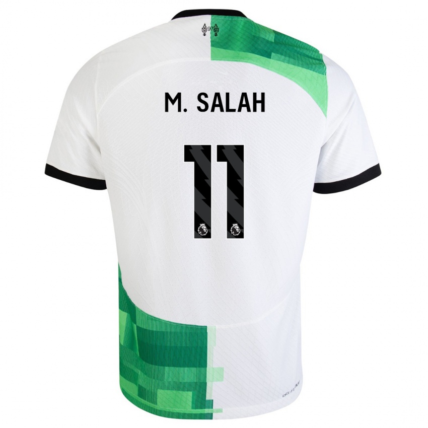 Børn Mohamed Salah #11 Hvid Grøn Udebane Spillertrøjer 2023/24 Trøje T-Shirt