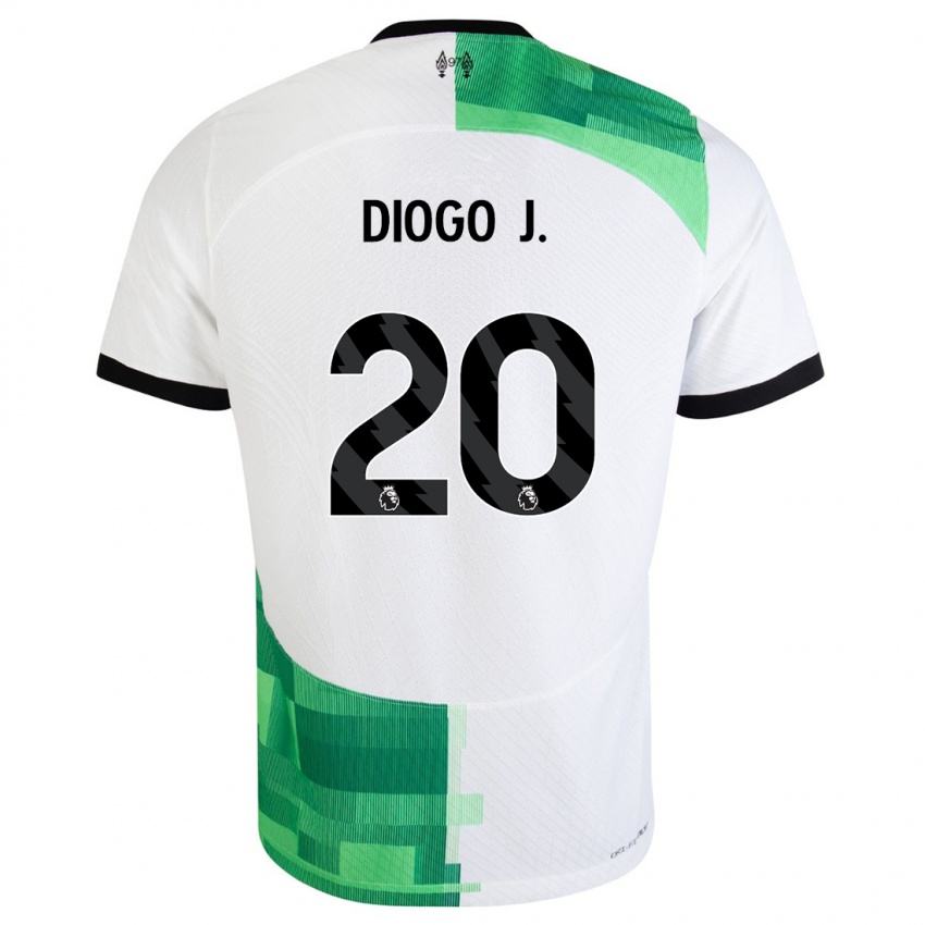 Børn Diogo Jota #20 Hvid Grøn Udebane Spillertrøjer 2023/24 Trøje T-Shirt