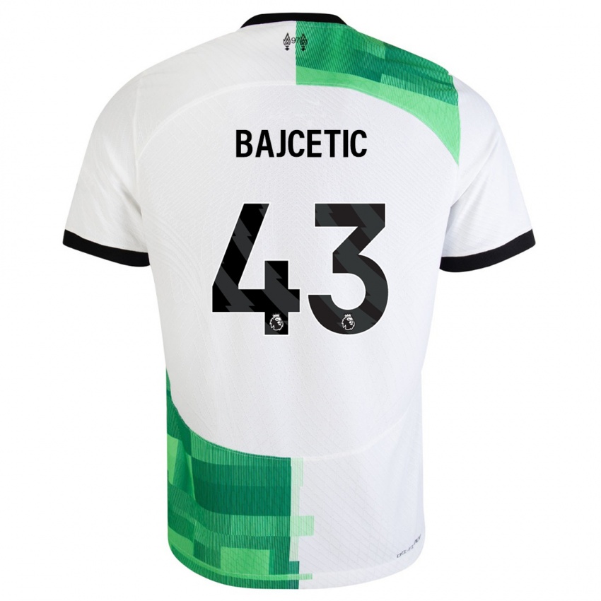 Børn Stefan Bajcetic #43 Hvid Grøn Udebane Spillertrøjer 2023/24 Trøje T-Shirt