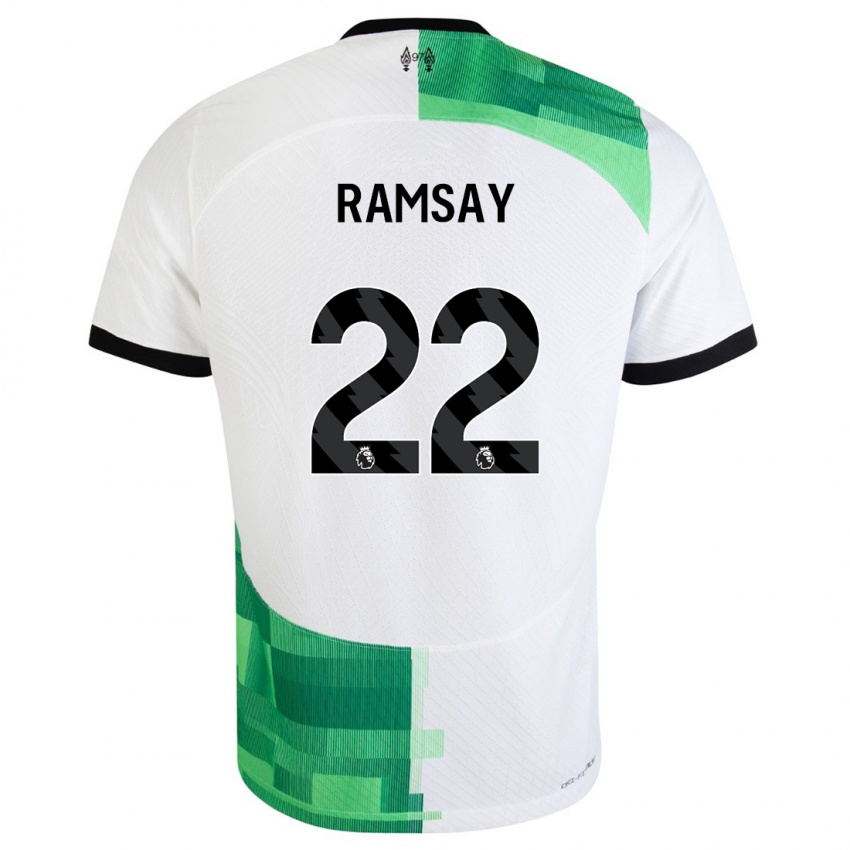 Børn Calvin Ramsay #22 Hvid Grøn Udebane Spillertrøjer 2023/24 Trøje T-Shirt