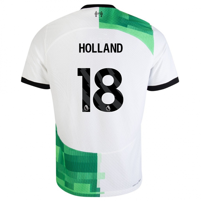 Børn Ceri Holland #18 Hvid Grøn Udebane Spillertrøjer 2023/24 Trøje T-Shirt
