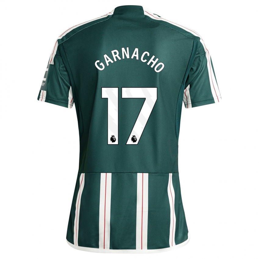 Børn Alejandro Garnacho #17 Mørkegrøn Udebane Spillertrøjer 2023/24 Trøje T-Shirt