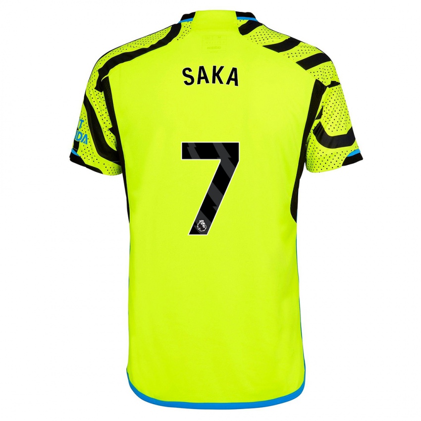 Børn Bukayo Saka #7 Gul Udebane Spillertrøjer 2023/24 Trøje T-Shirt