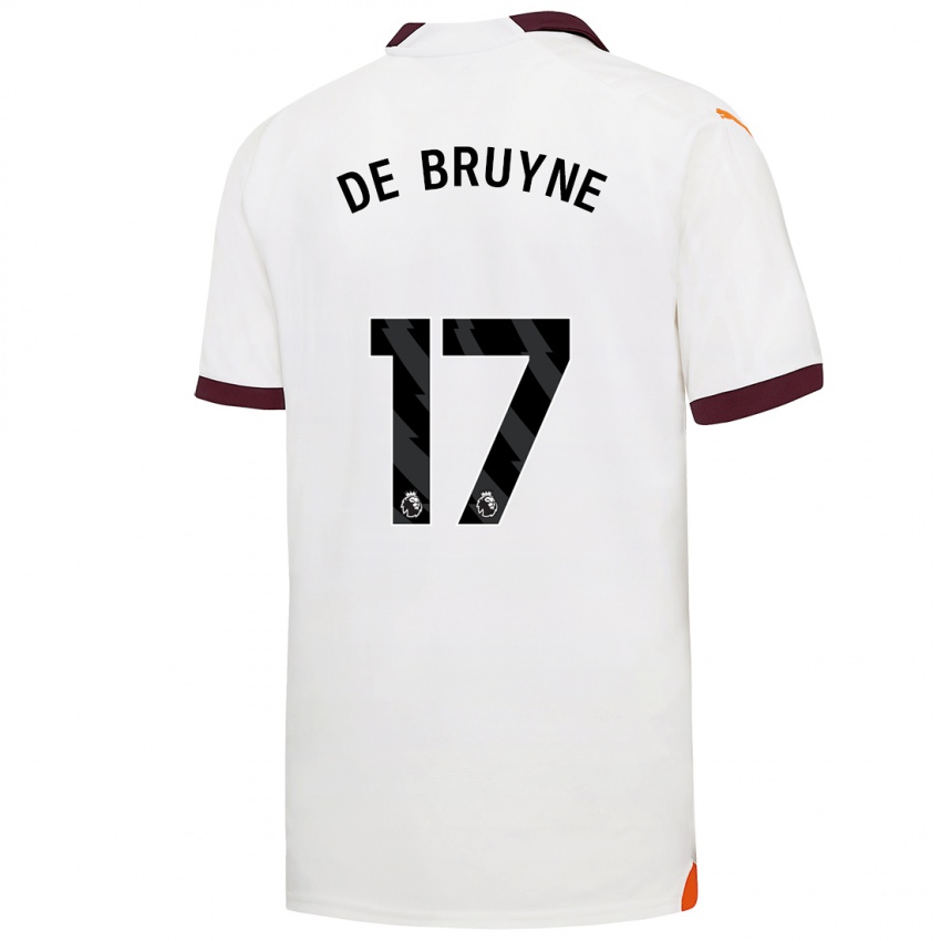 Børn Kevin De Bruyne #17 Hvid Udebane Spillertrøjer 2023/24 Trøje T-Shirt