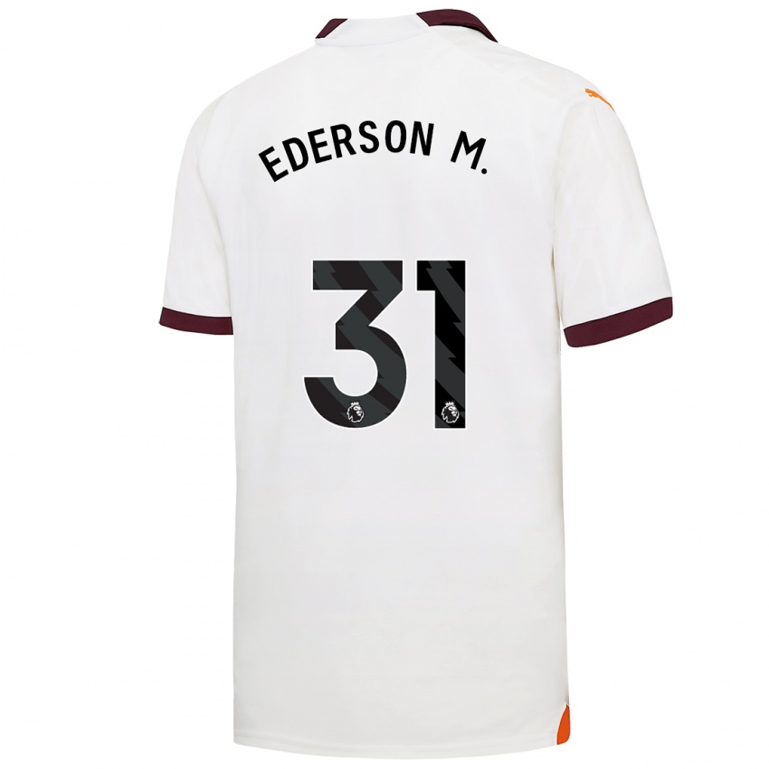 Børn Ederson Moraes #31 Hvid Udebane Spillertrøjer 2023/24 Trøje T-Shirt