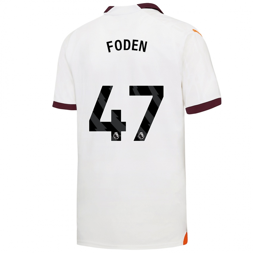 Børn Phil Foden #47 Hvid Udebane Spillertrøjer 2023/24 Trøje T-Shirt