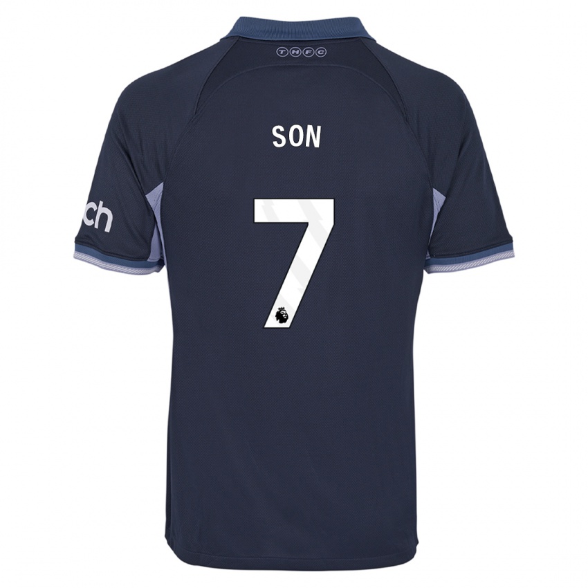 Børn Heung-Min Son #7 Mørkeblå Udebane Spillertrøjer 2023/24 Trøje T-Shirt