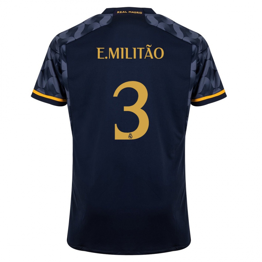 Børn Eder Militao #3 Mørkeblå Udebane Spillertrøjer 2023/24 Trøje T-Shirt