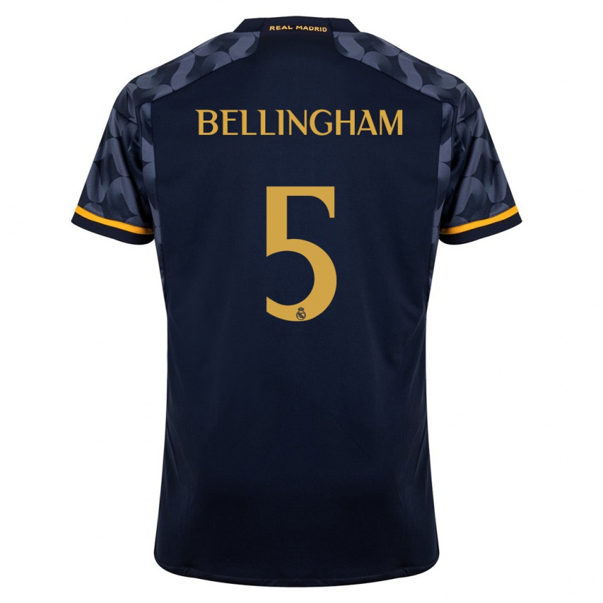 Børn Jude Bellingham #5 Mørkeblå Udebane Spillertrøjer 2023/24 Trøje T-Shirt