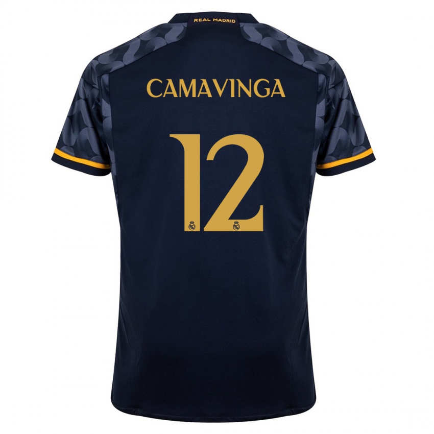 Børn Eduardo Camavinga #12 Mørkeblå Udebane Spillertrøjer 2023/24 Trøje T-Shirt