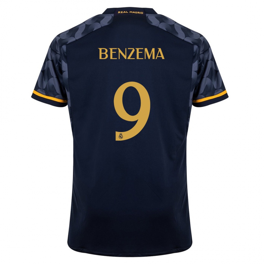 Børn Karim Benzema #9 Mørkeblå Udebane Spillertrøjer 2023/24 Trøje T-Shirt