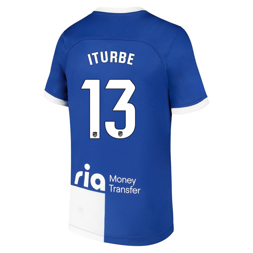 Børn Alejandro Iturbe #13 Blå Hvid Udebane Spillertrøjer 2023/24 Trøje T-Shirt