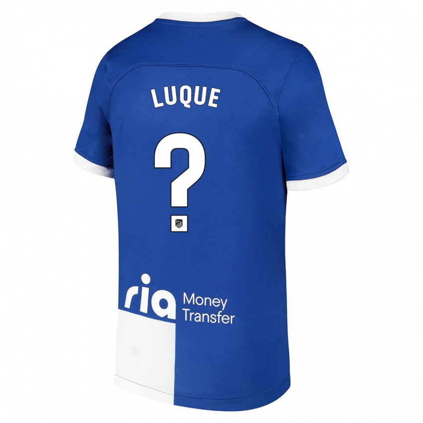 Børn Adrian Luque #0 Blå Hvid Udebane Spillertrøjer 2023/24 Trøje T-Shirt