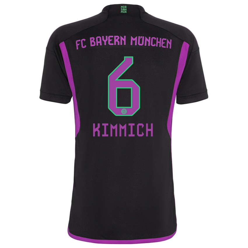 Børn Joshua Kimmich #6 Sort Udebane Spillertrøjer 2023/24 Trøje T-Shirt