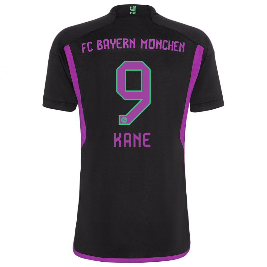 Børn Harry Kane #9 Sort Udebane Spillertrøjer 2023/24 Trøje T-Shirt