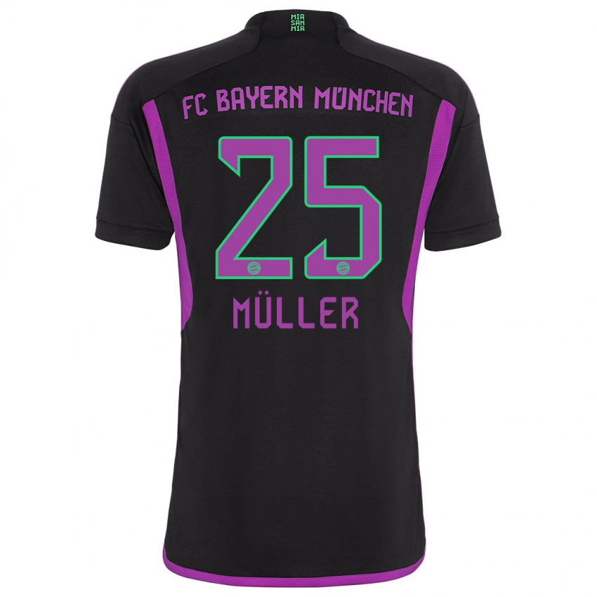 Børn Thomas Muller #25 Sort Udebane Spillertrøjer 2023/24 Trøje T-Shirt