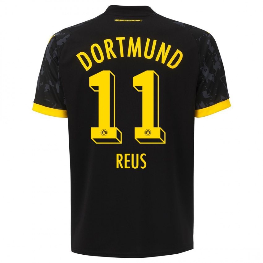 Børn Marco Reus #11 Sort Udebane Spillertrøjer 2023/24 Trøje T-Shirt