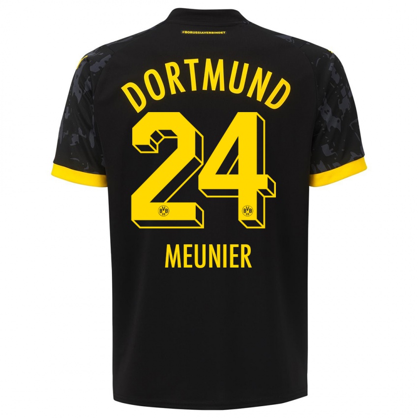 Børn Thomas Meunier #24 Sort Udebane Spillertrøjer 2023/24 Trøje T-Shirt