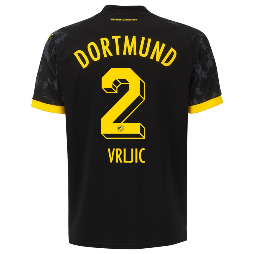 Børn Daniel Vrljic #2 Sort Udebane Spillertrøjer 2023/24 Trøje T-Shirt