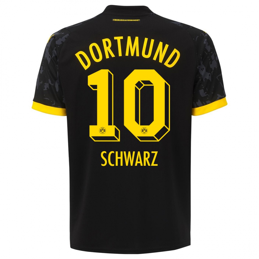 Børn Oskar Schwarz #10 Sort Udebane Spillertrøjer 2023/24 Trøje T-Shirt
