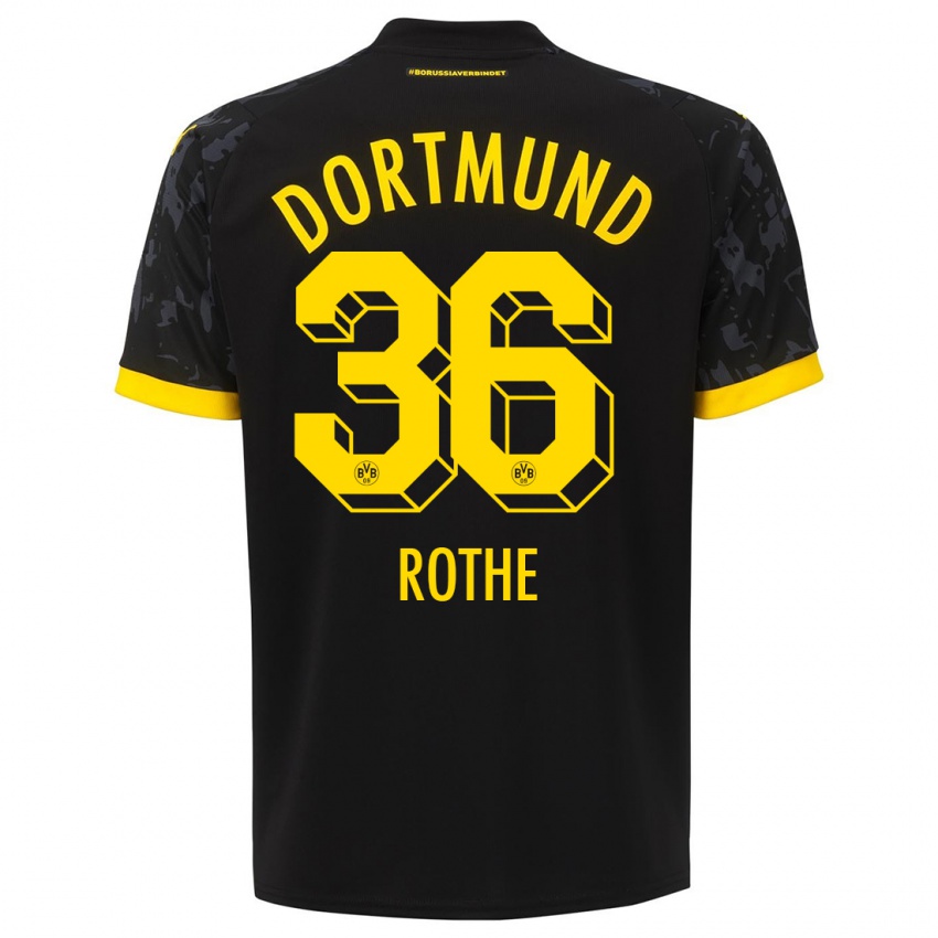 Børn Tom Rothe #36 Sort Udebane Spillertrøjer 2023/24 Trøje T-Shirt