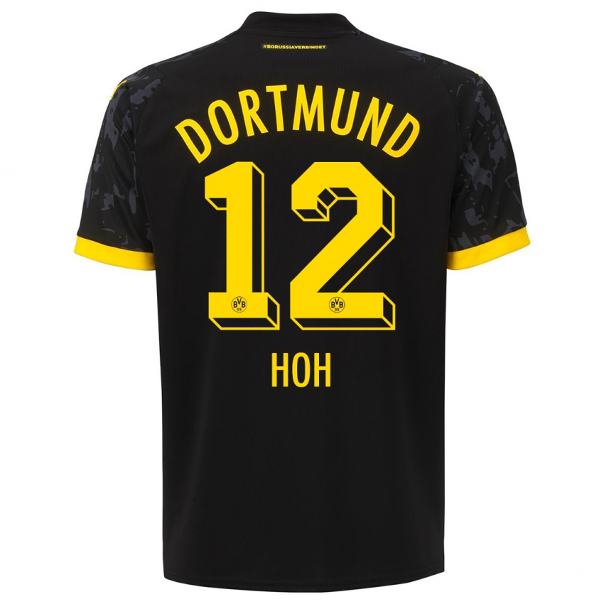 Børn Hendrik Hoh #12 Sort Udebane Spillertrøjer 2023/24 Trøje T-Shirt
