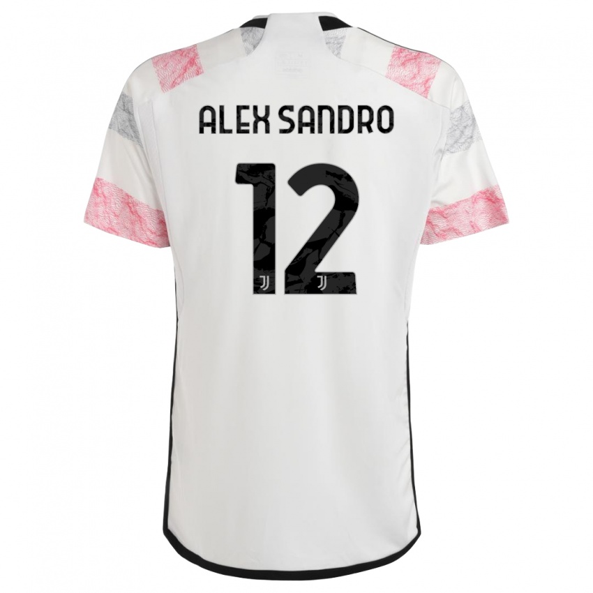 Børn Alex Sandro #12 Hvid Pink Udebane Spillertrøjer 2023/24 Trøje T-Shirt