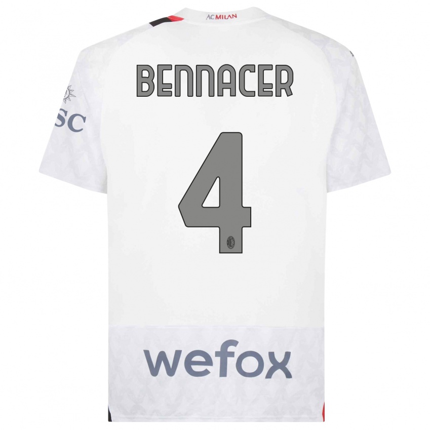 Børn Ismael Bennacer #4 Hvid Udebane Spillertrøjer 2023/24 Trøje T-Shirt