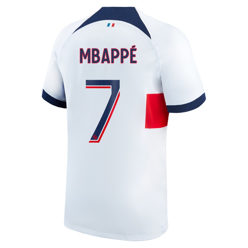 Børn Kylian Mbappe #7 Hvid Udebane Spillertrøjer 2023/24 Trøje T-Shirt