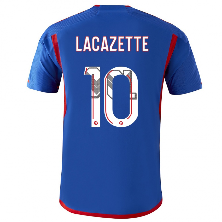 Børn Alexandre Lacazette #10 Blå Rød Udebane Spillertrøjer 2023/24 Trøje T-Shirt