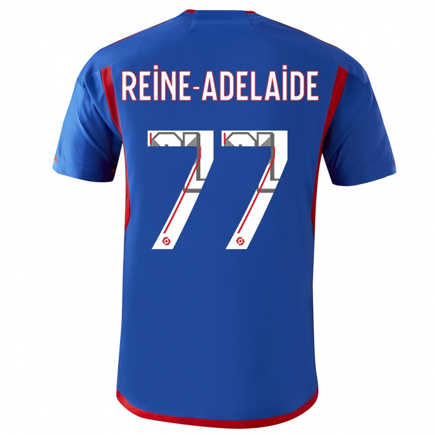 Børn Jeff Reine-Adelaide #77 Blå Rød Udebane Spillertrøjer 2023/24 Trøje T-Shirt