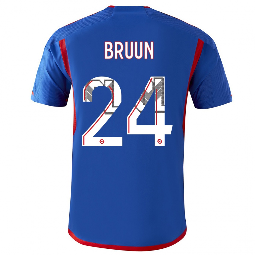 Børn Signe Bruun #24 Blå Rød Udebane Spillertrøjer 2023/24 Trøje T-Shirt