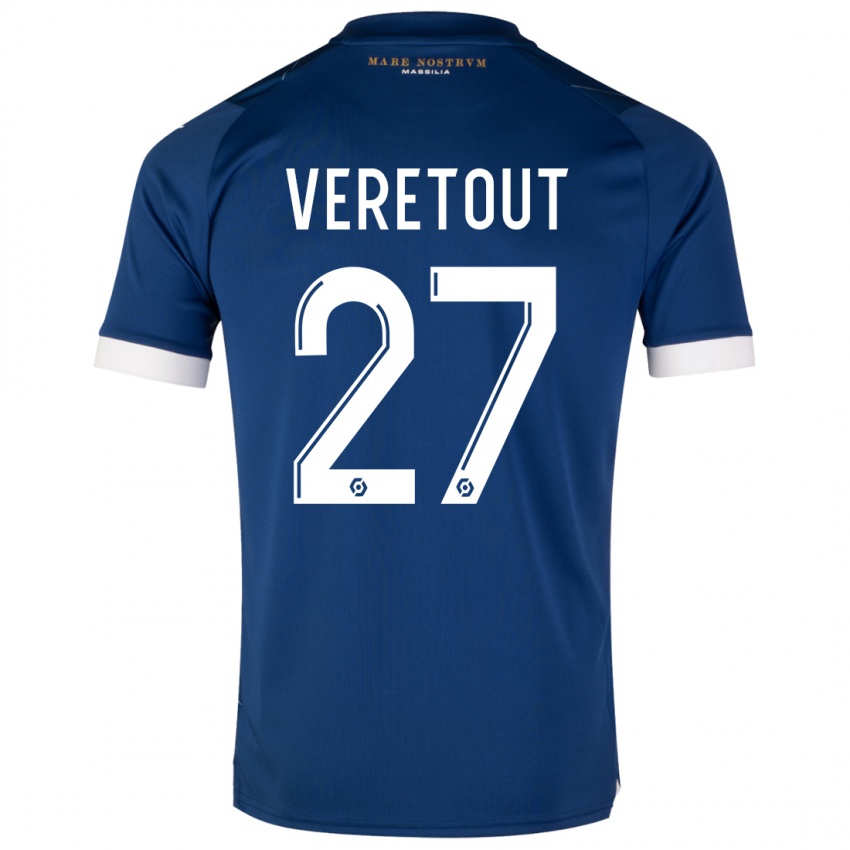 Børn Jordan Veretout #27 Mørkeblå Udebane Spillertrøjer 2023/24 Trøje T-Shirt