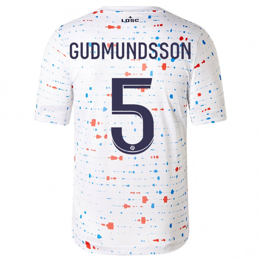 Børn Gabriel Gudmundsson #5 Hvid Udebane Spillertrøjer 2023/24 Trøje T-Shirt